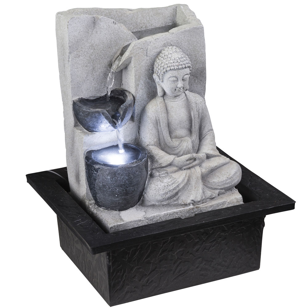 LED Tischbrunnen im Buddha Design, Höhe 25,5 cm ALBERT von etc-shop
