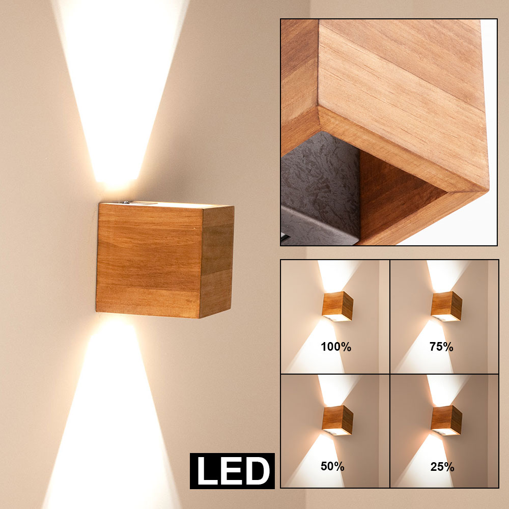 LED Up & Down Wandleuchte, Holz, dimmbar H 11 cm von etc-shop