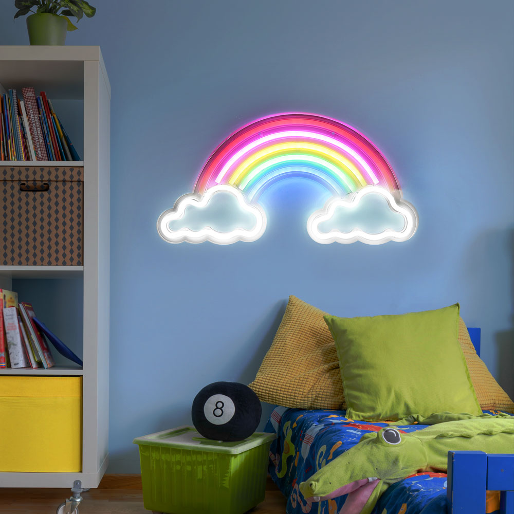 LED Wandlampe, Regenbogen Dekolampe, Kunststoff opal, L 40 cm von etc-shop