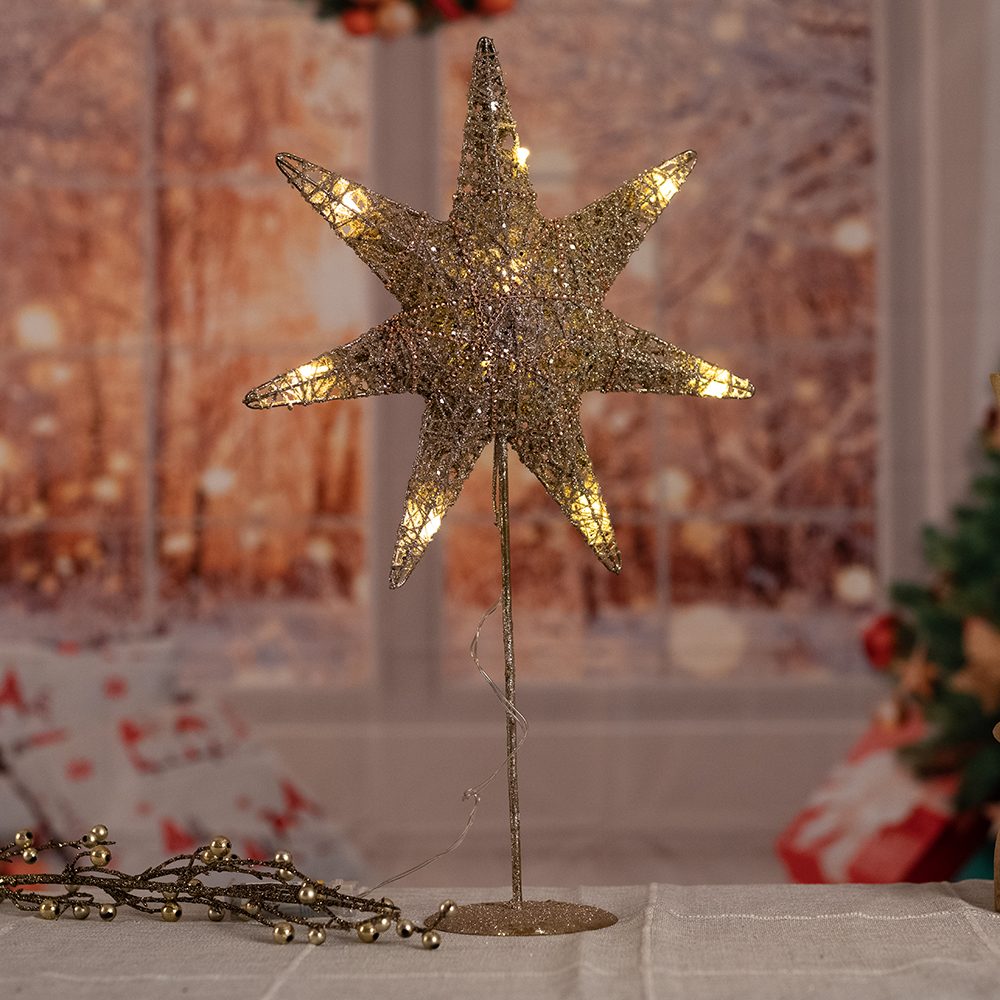LED Weihnachtsstern Dekolampe, gold silber, Höhe 50 cm von etc-shop