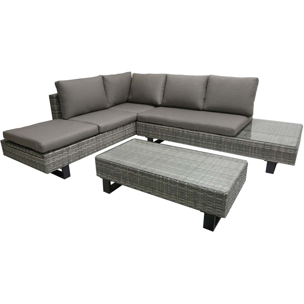 Lounge-Eckgruppe, Aluminium, Grau, 3-tlg, L 210 cm von etc-shop
