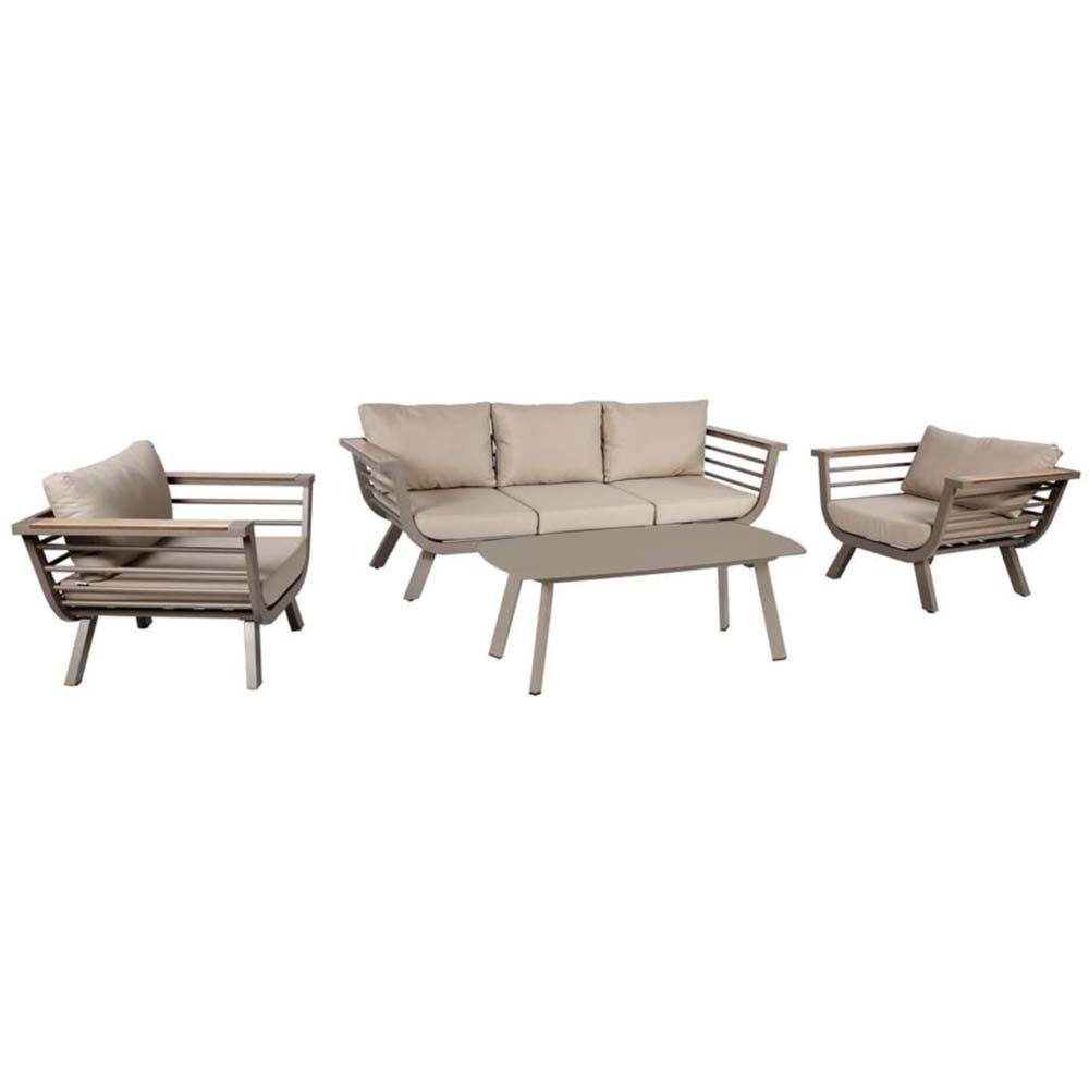 Lounge-Gruppe AROA, 4-teilig, 3-Sitzer Sofa, 2 Sessel, Tisch von etc-shop