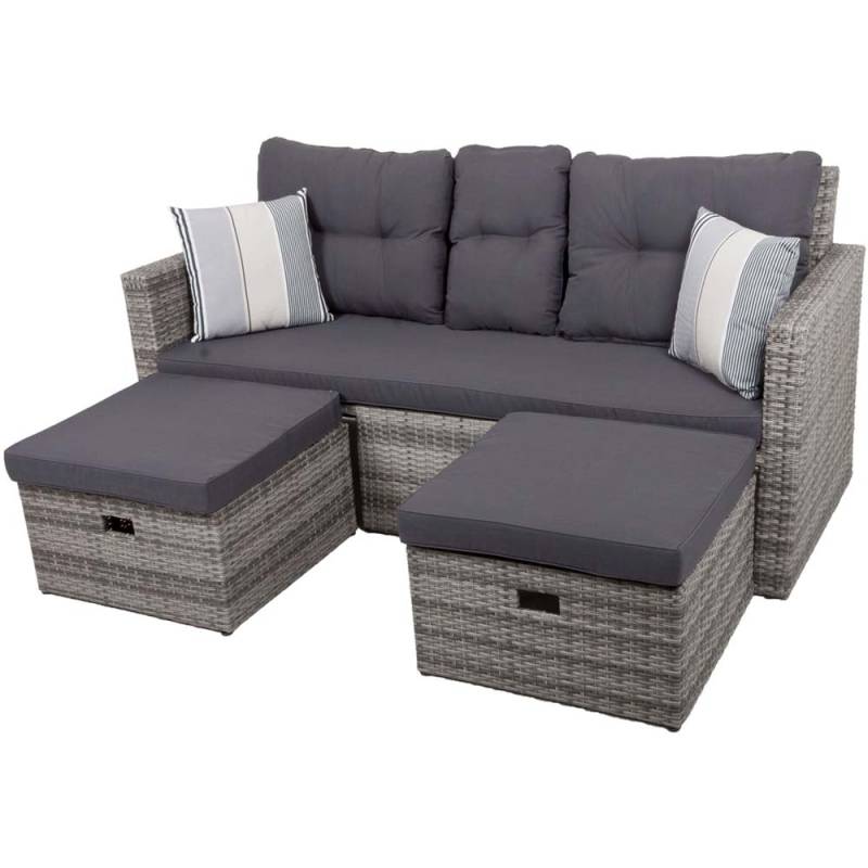 Lounge-Sofa, ALU, Grau, Polster, 180 cm von etc-shop