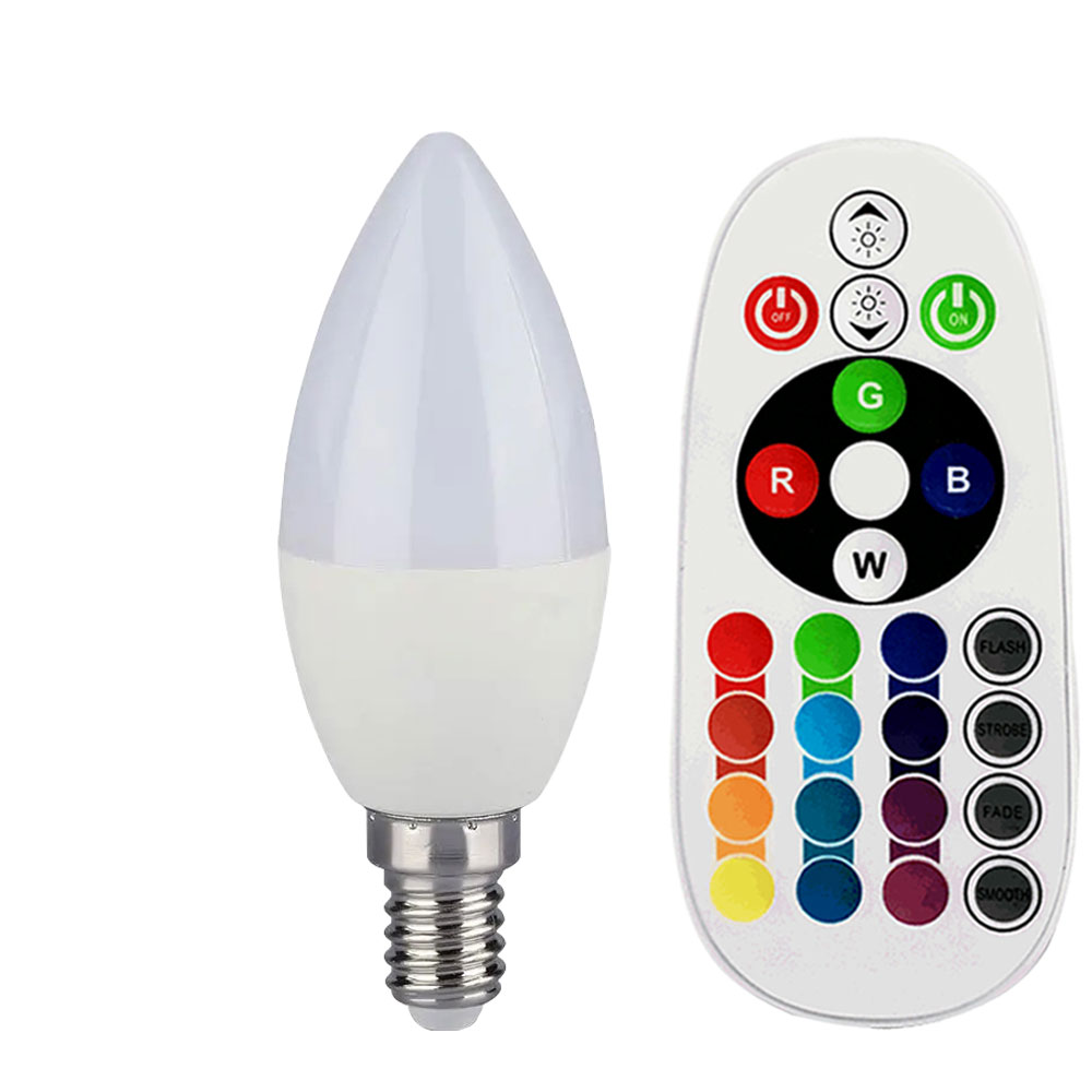 RGB LED 3,5 Watt Leuchtmittel E14, Fernbedienung, 320 Lumen, DxH 3,7x10 cm von etc-shop