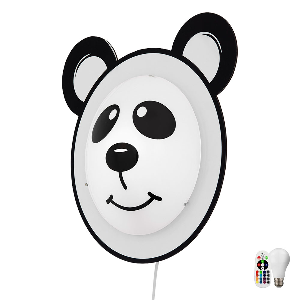 RGB LED Kinder Wandleuchte mit Panda Motiv PANDINO von etc-shop