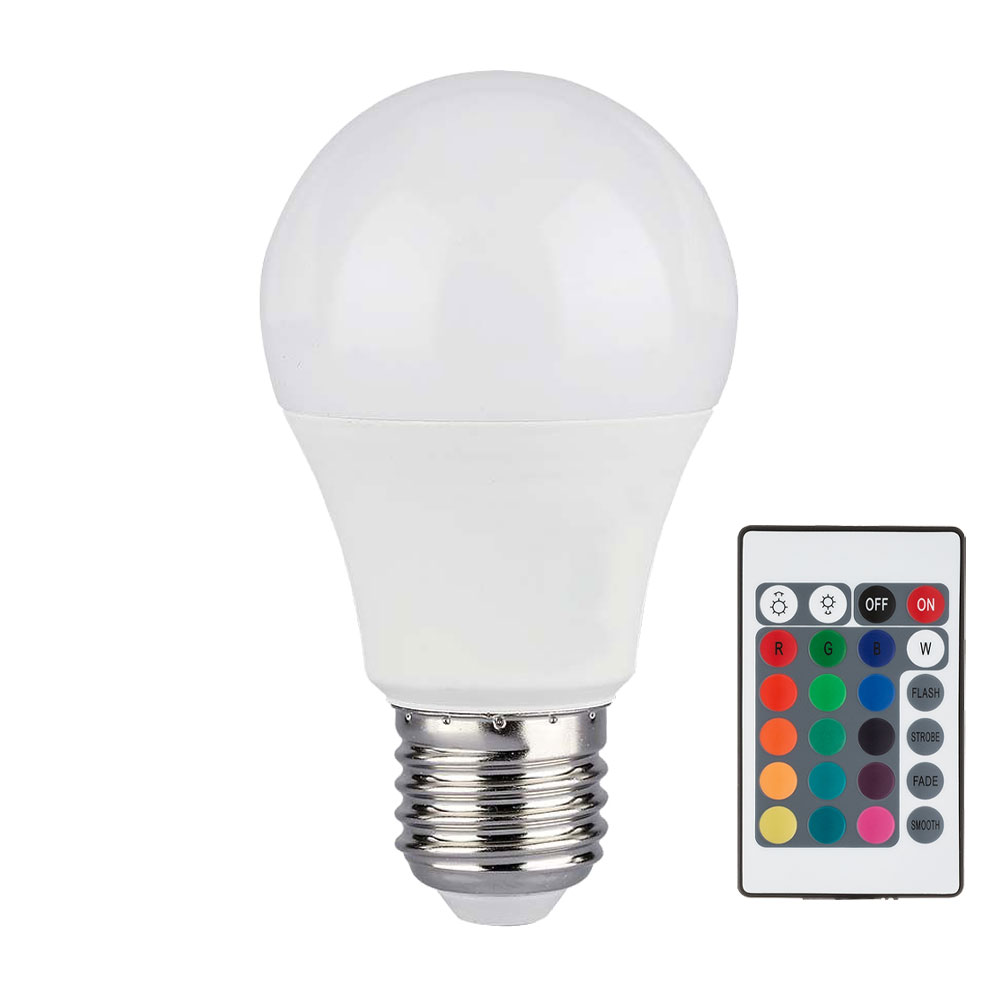RGB LED Leuchtmittel, 8,5 Watt, E27, Fernbedienung, warmweiß, DxH 6x12 cm von etc-shop