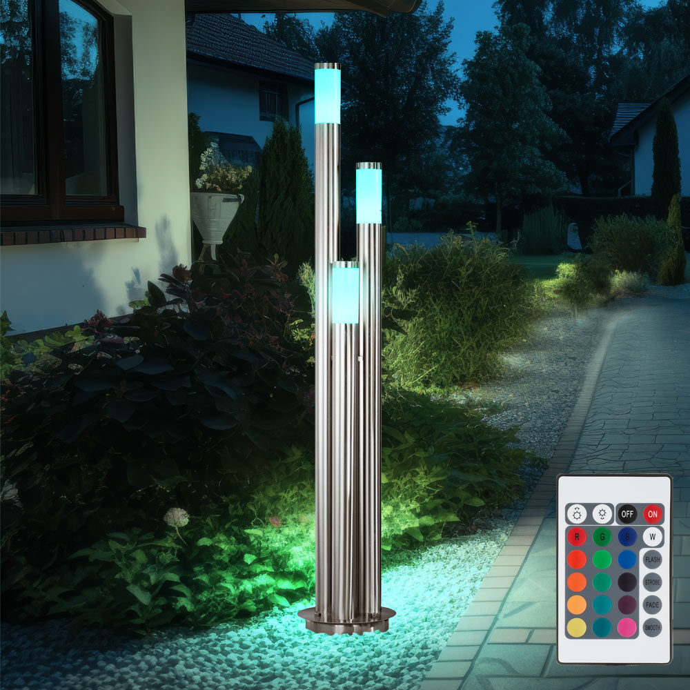 RGB LED Stehlampe, Edelstahl, dimmbar, Fernbedienung, H 170 cm von etc-shop