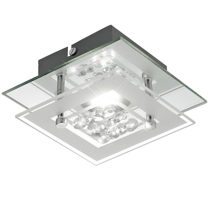 SMD LED Deckenleuchte, Chrom, Glas satiniert, quadratisch von etc-shop
