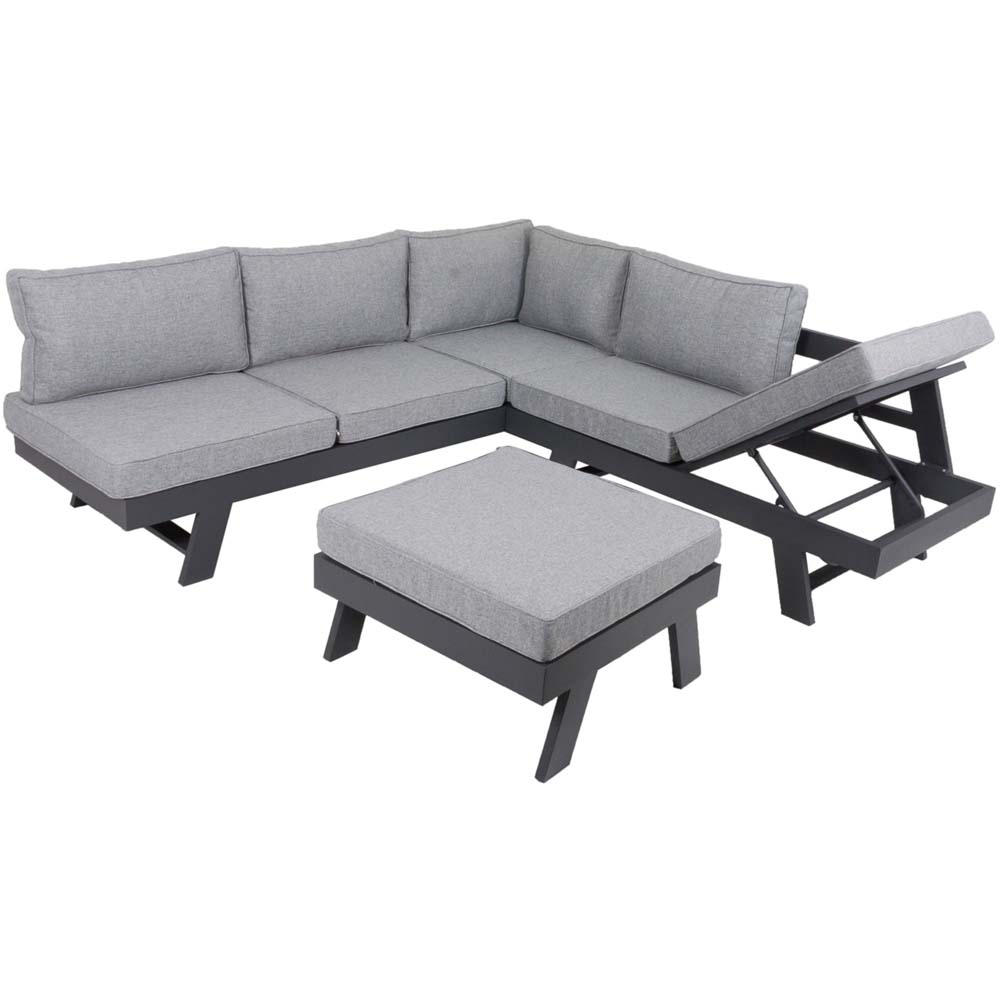 Sitzgruppe, grau, schwarz, Metall, Aluminium, Höhe 62 cm von etc-shop