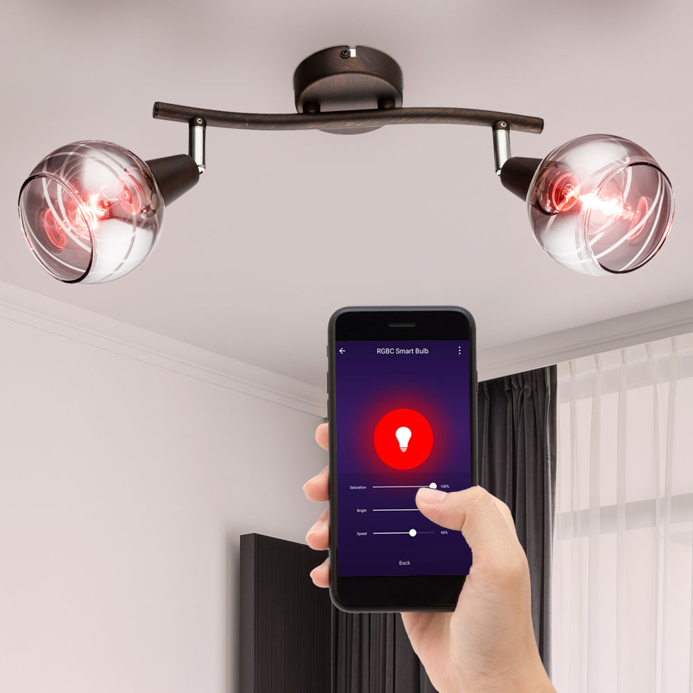 Smart RGB LED Deckenlampe, bronze, App-Steuerung von etc-shop