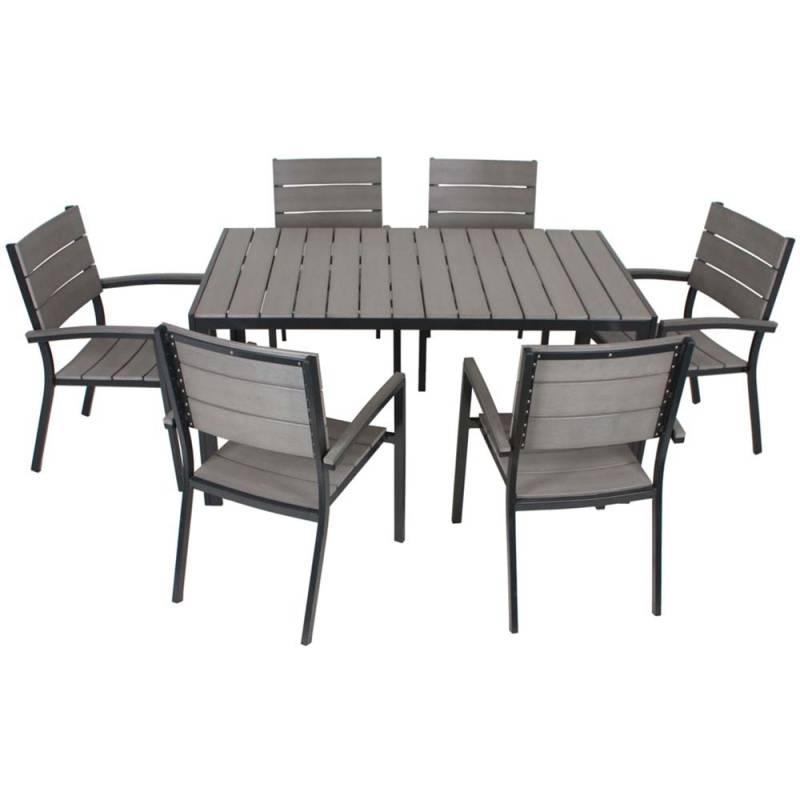 Tischgruppe, 7-tlg, ALU, Grau, H 72 cm von etc-shop