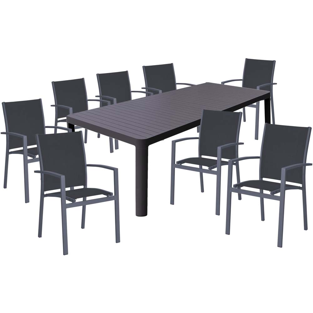 Tischgruppe AMIRA, 9 teilig, Aluminium, dunkelgrau von etc-shop