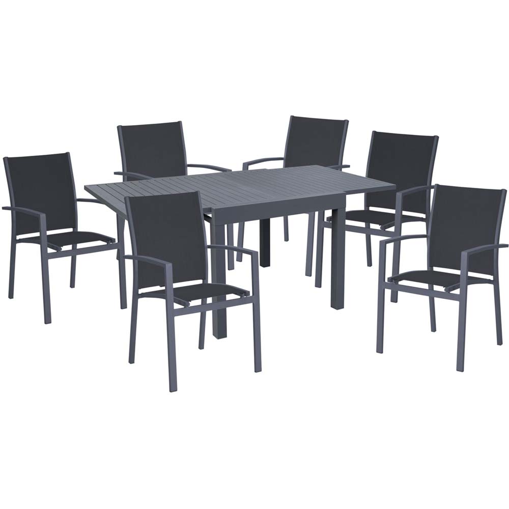 Tischgruppe ELENA, 7 teilig, Aluminium, dunkelgrau von etc-shop
