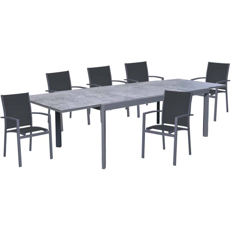 Tischgruppe NEREA, 7 teilig, Aluminium, Keramik, graphit von etc-shop
