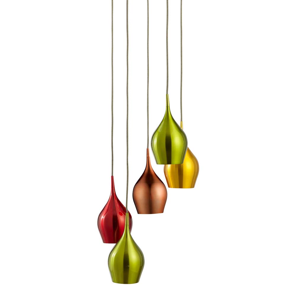 Vibrant 5Flammige Farbige Multi-Drop Schirme (Rot, Grün, Gold, Kupfer) von etc-shop