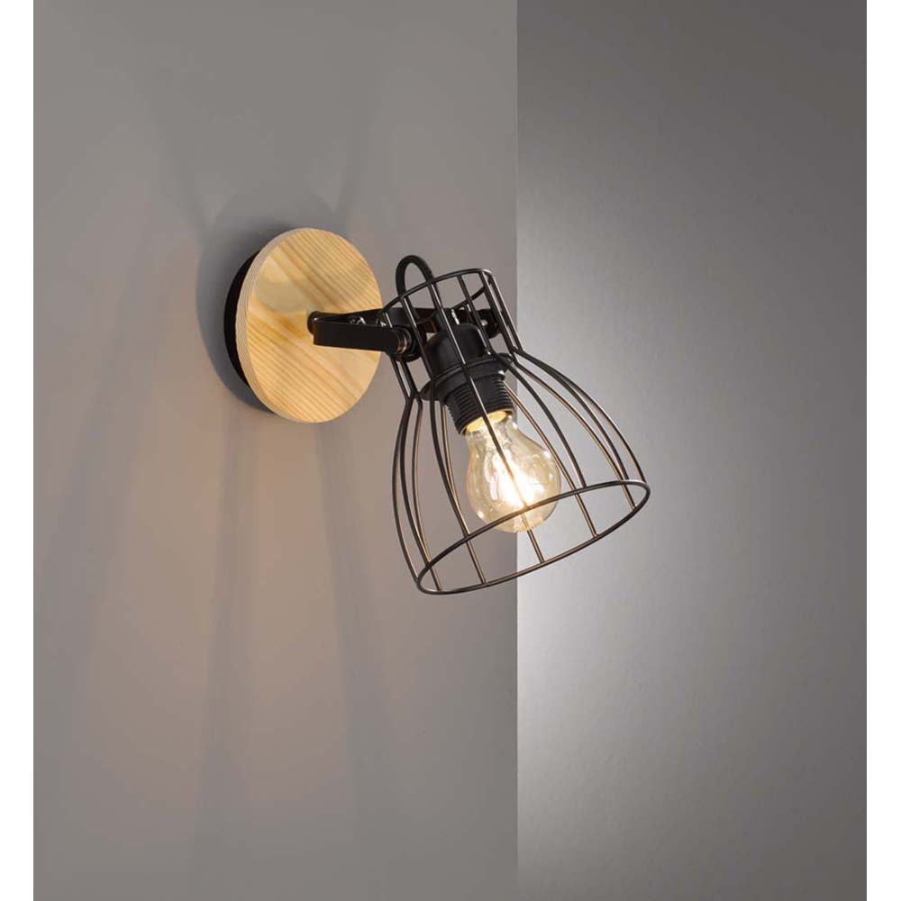 Wandlampe, Holz, Gitter Design, H 23 cm von etc-shop