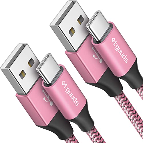 etguuds USB C Kabel [1m 2Stück], USB A auf Typ C Ladekabel 3A Nylon Geflochten Schnellladekabel für iPhone 15 Pro Max Samsung Galaxy S22 S21 S20 S10 S9 S8 Plus Note 10 9 usw -Rosa von etguuds