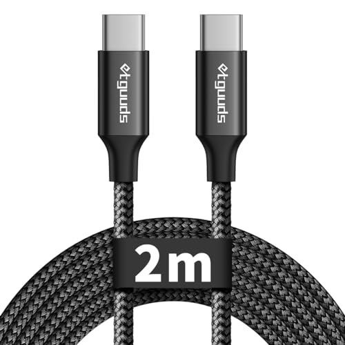 etguuds USB C Kabel 2M, 60W USB C auf USB C Ladekabel Nylon QC 3.0 Schnellladekabel kompatibel mit iPhone 15 Pro Max Plus Samsung Galaxy S24 Ultra S23 S22 S21 S20 Pixel 7/8 usw -Schwarz von etguuds