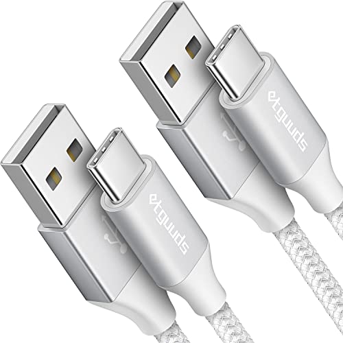 etguuds USB C Kabel [2Stück 1M], Weiß USB C Ladekabel Fast Charge Nylon Type C Kabel für iPhone 15 Pro Max Samsung Galaxy S22 S21 S20 S10 S9 S8 Plus, A20 A13 A51 A50 A41 M31 usw von etguuds