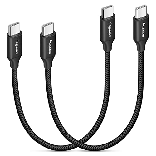 etguuds USB C auf USB C Kabel Kurz [2Stück 30CM], 60W Ladekabel USB Type C Nylon Schnellladekabel für iPhone 15 Pro Max Plus Samsung Galaxy S24 S23 S22 Ultra Note 20 Pixel 7/8 Pro usw -Schwarz von etguuds