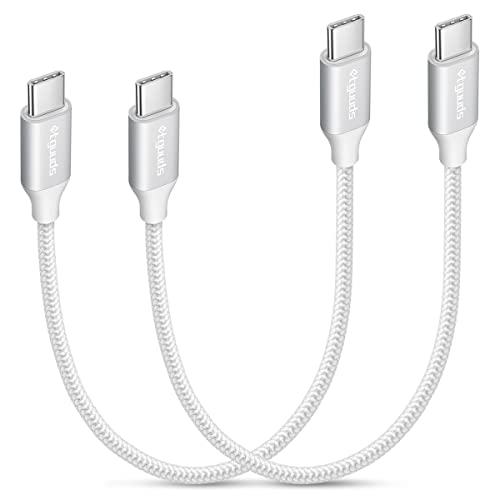 etguuds USB C auf USB C Kabel Kurz [2Stück 30CM], 60W Ladekabel USBC Nylon Schnellladekabel Kabel für iPhone 15 Pro Max Samsung Galaxy S24 S23 S22 Ultra Note 20 Pixel 7/8 Pro usw -Weiß von etguuds