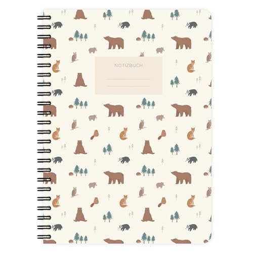 etmamu 236 Notizblock Forest Animals Pattern A5, 60 Blatt kariert von etmamu