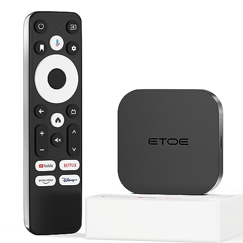 ETOE 4K Android 11.0 Smart-TV-Box mit Netflix-Zertifizierung, unterstützt Chromecast, Google Assistant, Dolby Audio, 2,4G+5G WiFi, Bluetooth 5.0, 2GB+16GB Fernsehbox für Projektor/Monitor von etoe
