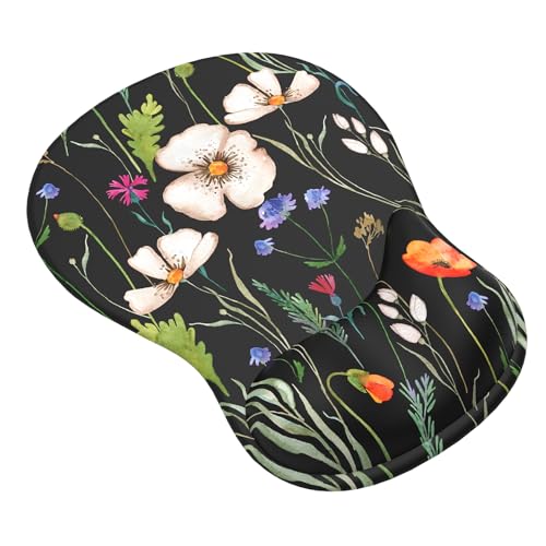 eulps Mauspad mit Gel-Handgelenkauflage, ergonomische, bequeme Computer-Handgelenkstütze für Laptop, Schmerzlinderung, Mauspad mit rutschfester PU-Basis für Büro und Zuhause (Wildblumennacht) von eulps