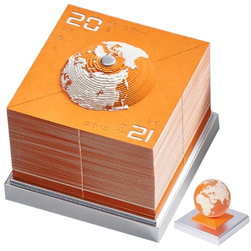 3D-Kalender 2024 DIY Earth Uhrenkalender 2024 Desktop-Abtrünnungskalender-Skulptur Nicht-schicke Kunstpads für Home Office School Orange 3D-Kalender 2024 von eurNhrN