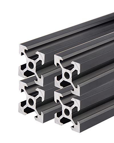 Euroharry 4 Stück 2020 V Typ Schwarz Europäischer Standard Eloxierte Linearschiene Aluminiumprofilextrusion für DIY 3D-Drucker und CNC-Maschinen (1000mm, 2020 V Typ) von euroharry