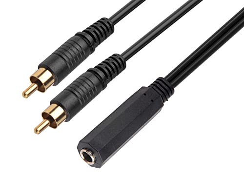 euroharry 1m 6,35 mm auf 2 Cinch-Kabel, 6,35 mm 1/4 Zoll Buchse auf 2 Cinch-Stecker Stereo-Audio-Adapter Y-Splitter Cinch-Kabel von euroharry