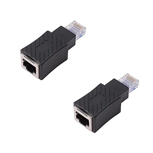 euroharry 2 Stück Straight RJ45 Ethernet Adapter, RJ45 Stecker auf Buchse, Adapter, geschirmt, Netzwerk Patch Anschluss, kompatibel mit Cat5 Cat6 von euroharry