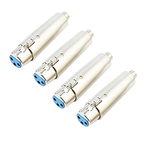 euroharry 4 Stück XLR-auf-Cinch/RCA-Adapter für Audiomikrofon, 3-polig, XLR-Buchse auf RCA-Cinch-Buchse euroharry 4 Stück XLR-auf-Cinch/RCA-Adapter für Audiomikrofon, 3-polig, XLR-Buchse auf RCA-Cinch-Buchse von euroharry