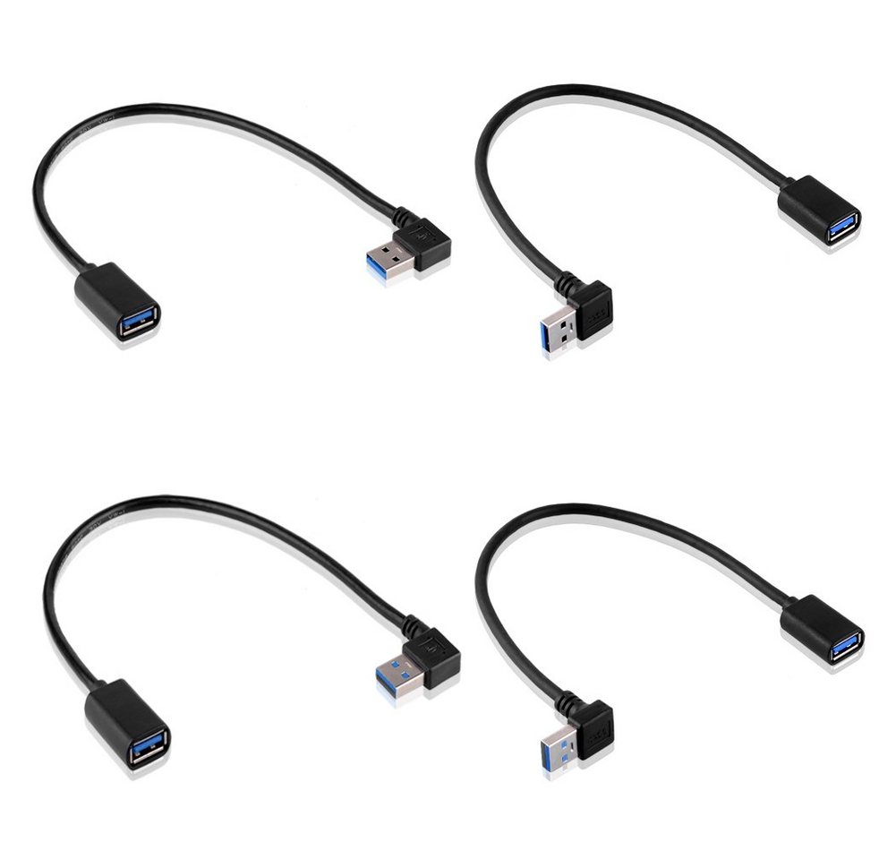 euroharry 4 x USB 3.0 Modell - L/T Winkel Adapter - 90° Grad Computer-Kabel von euroharry