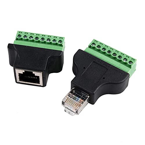 euroharry RJ45 auf Terminal Block 8-Pin Adapter LAN Netzwerk Ethernet Converter to 8 pin Screw(1xBuchse+1xStecker) von euroharry