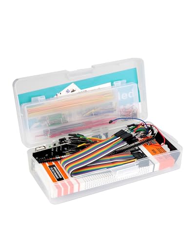 euroharry Starter kit für Elektronische Komponenten für Anfänger, Potentiometer Leistungsmodul Widerstandskondensator Lernkit für Anfänger mit Breadboard,kompatibel mit Raspberry Pi ，Arduino, UNO R3 von euroharry