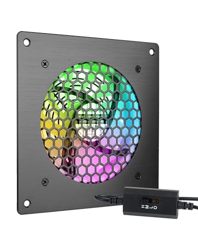 euroharry USB-Lüfter-LED, 120-mm-Lüfter, Bunte LED, mit 3-stufig einstellbarem 5V / 0,3A USB-Lüfter, mit einem modernen Rahmen aus gebürstetem schwarzem Aluminium von euroharry