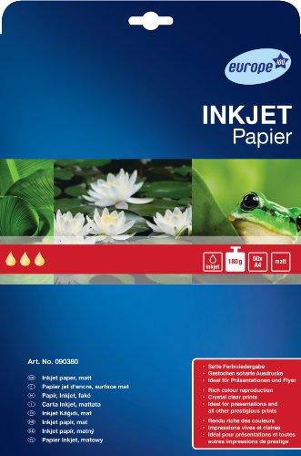 europe 100 90380 Premium Inkjetpapier, A4, matt, 180g, 50 Blatt von europe 100