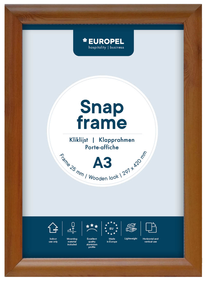 EUROPEL Plakatrahmen, DIN A4, 25 mm, Holzoptik von europel