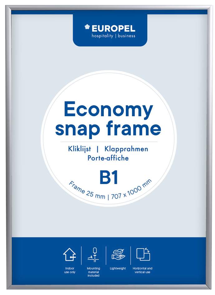 EUROPEL Plakatrahmen Economy, DIN B1, 25 mm, silber eloxiert von europel