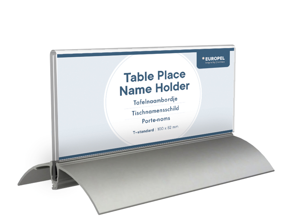EUROPEL Tisch-Namenschild, 61 x 150 mm, Aluminiumsockel von europel
