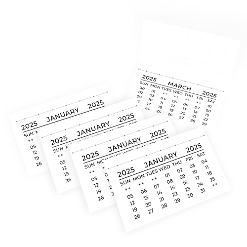 30 Stück Mini-Kalenderreiter 2025 Monatsansicht Einlage Weiß Abreißblöcke Handgenähte Stiche von evelay