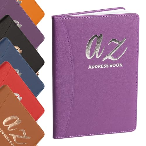 A-Z Telefon-Adressbuch, A-Z Index, harte Rückseite, mit Stift, A5, Adressenbuch, Zuhause, Büro, Arbeit, Violett von evelay