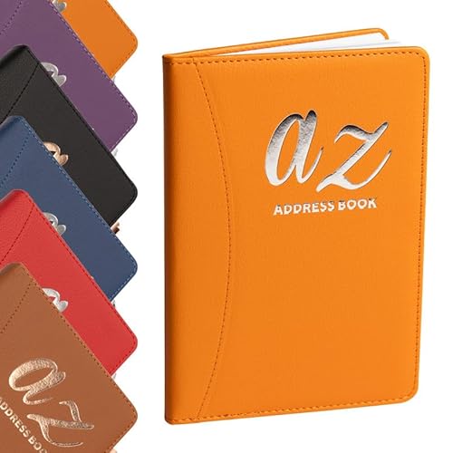 A bis Z Telefon-Adressbuch, A-Z, fester Einband mit Stift, A5, Adressbuch, Heimbüro, Arbeit (Orange) von evelay