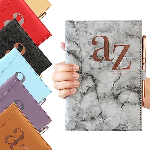 A bis Z Telefon-Adressbuch, A-Z Index, Hardcover, mit Stift, A5, Adressbuch, Home Office, Arbeit (grau marmoriert) von evelay