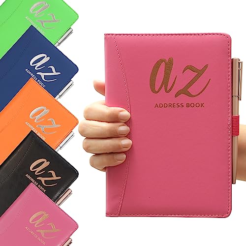 A to z Telefonadressbuch A-Z Index Hardcover plus Stift A5 Adressbuch Home Office Arbeit (Pink) von evelay