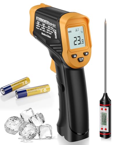 Infrarot-thermometer, Klein IR-Temperaturmessgerät -50°C-600°C (-58°F-1112°F), Berührungslos Digital Laser Thermometer mit Fleischthermometer, Nicht Medizinisch, für Kochen/Barbecue/Gefrierschrank von eventek