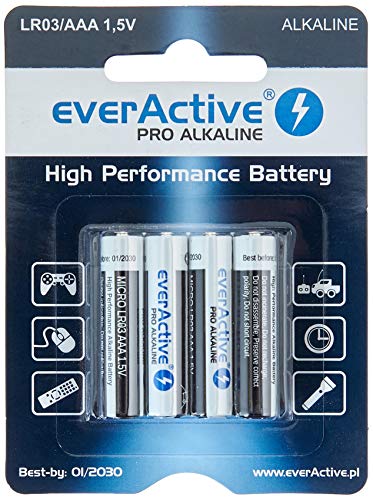everActive AAA Batterien 48er Pack, Pro Alkaline, Micro LR03 R03 1.5V, höchster Leistung, 10 Jahre Haltbarkeit, 48 Stück – im Blister verpackt von everActive