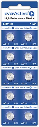 everActive AG10 1.5V, 10x Batterien, Alkaline, Mini, G10 LR1130 LR54, 5 Jahre Haltbarkeit, 10 Stück – 1 Blisterkarte everActive AG10 1.5V, 10x Batterien, Alkaline, Mini, G10 LR1130 LR54, 5 Jahre Haltbarkeit, 10 Stück – 1 Blisterkarte von everActive