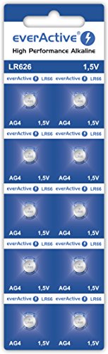 everActive AG4 1.5V, 10x Batterien, Alkaline, Mini, G4 LR626 LR66, 5 Jahre Haltbarkeit, 10 Stück – 1 Blisterkarte von everActive